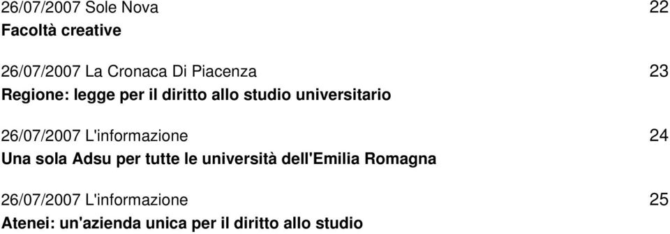 L'informazione Una sola Adsu per tutte le università dell'emilia Romagna