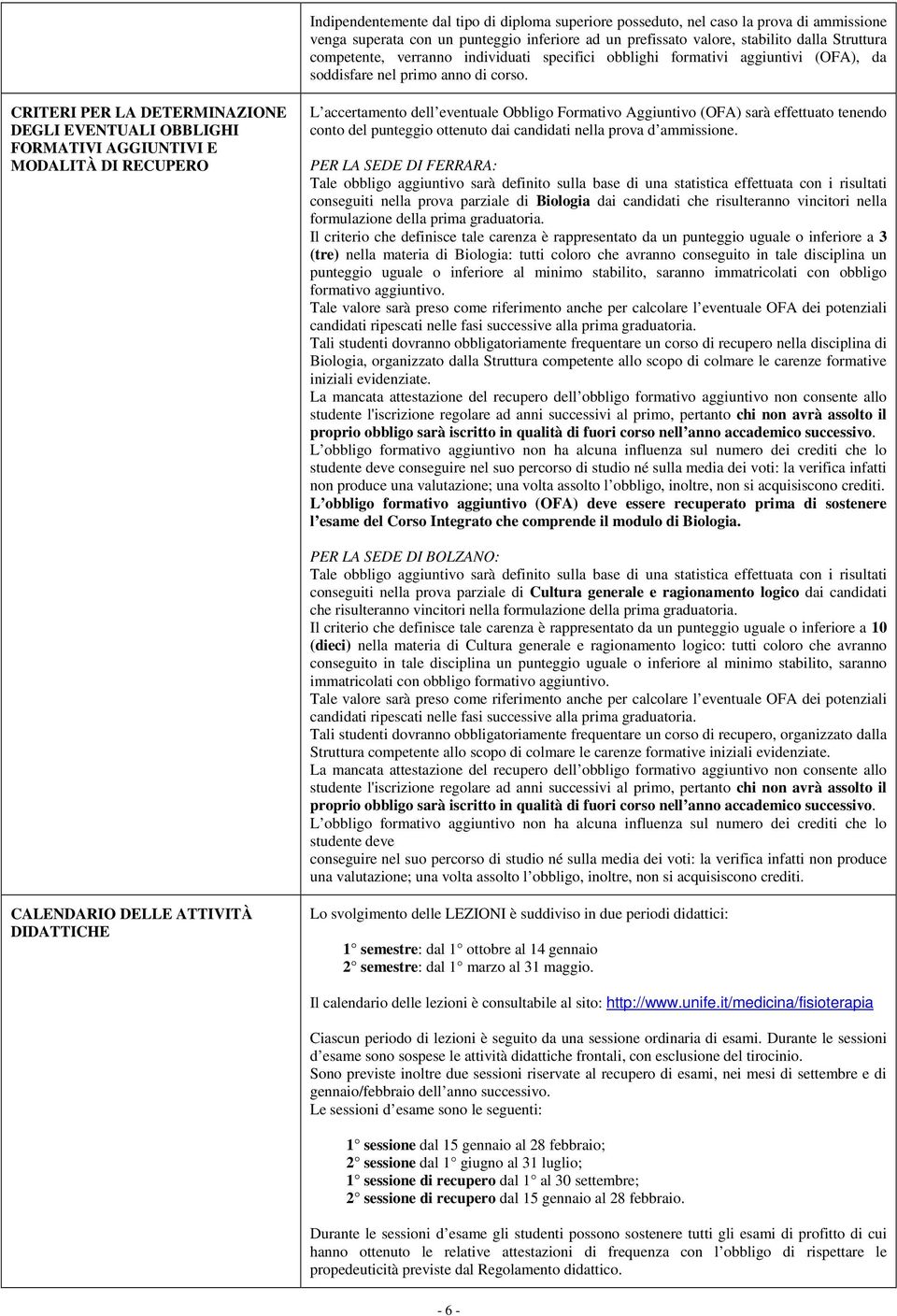 CRITERI PER LA DETERMINAZIONE DEGLI EVENTUALI OBBLIGHI FORMATIVI AGGIUNTIVI E MODALITÀ DI RECUPERO L accertamento dell eventuale Obbligo Formativo Aggiuntivo (OFA) sarà effettuato tenendo conto del