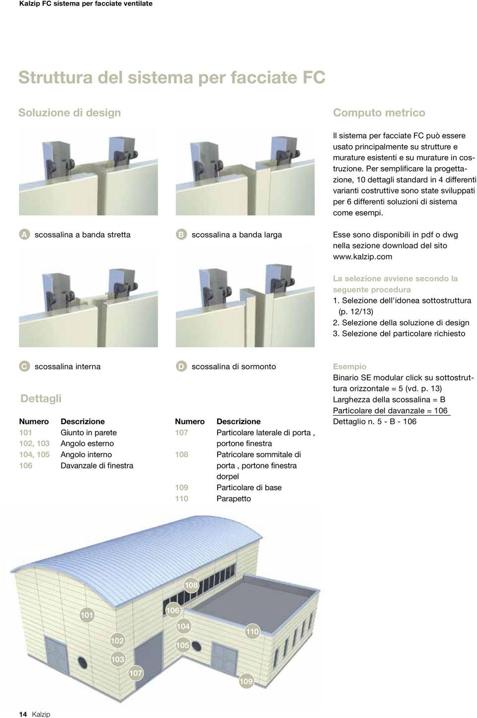 A scossalina a banda stretta B scossalina a banda larga Esse sono disponibili in pdf o dwg nella sezione download del sito www.kalzip.com La selezione avviene secondo la seguente procedura 1.