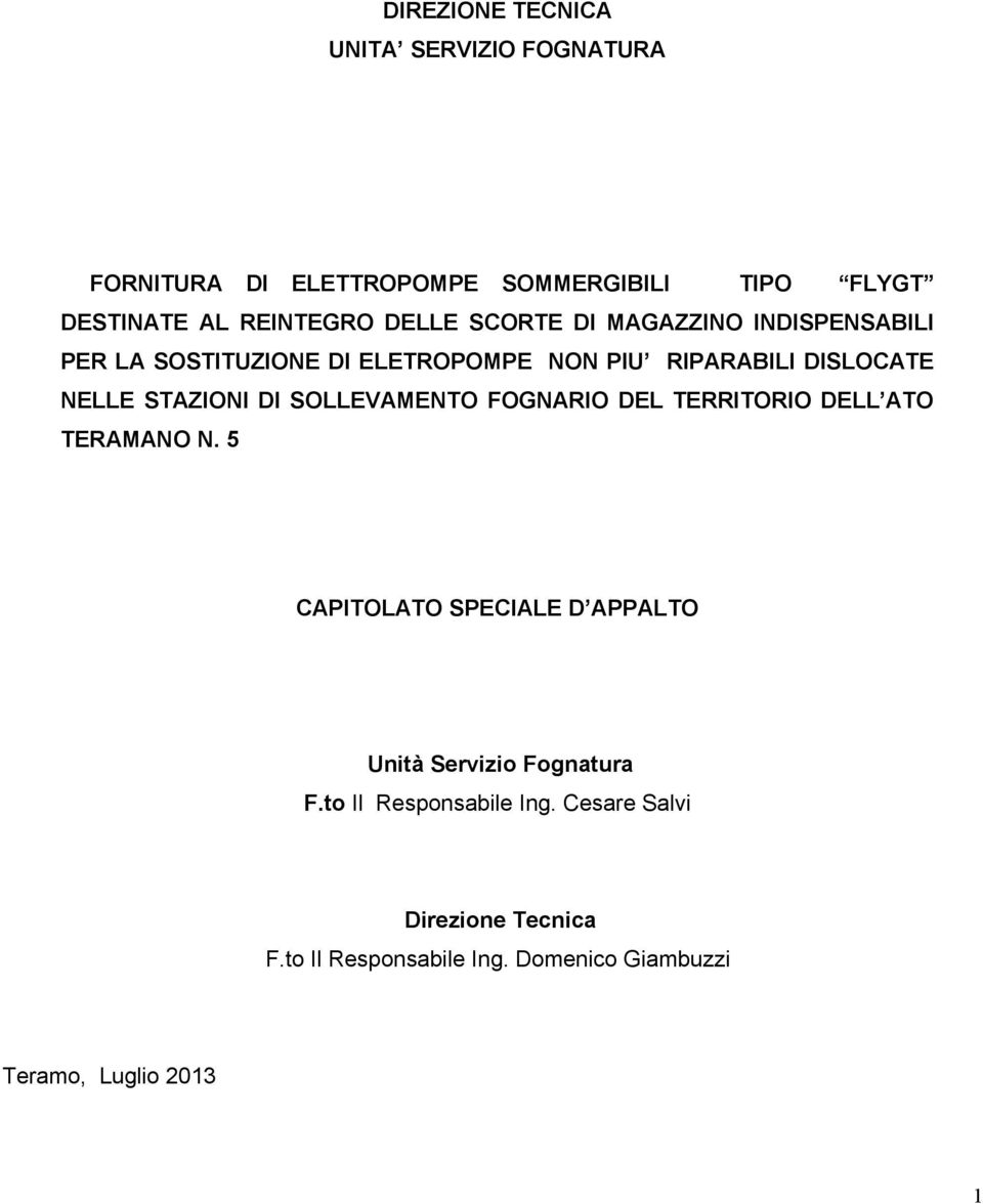 STAZIONI DI SOLLEVAMENTO FOGNARIO DEL TERRITORIO DELL ATO TERAMANO N.