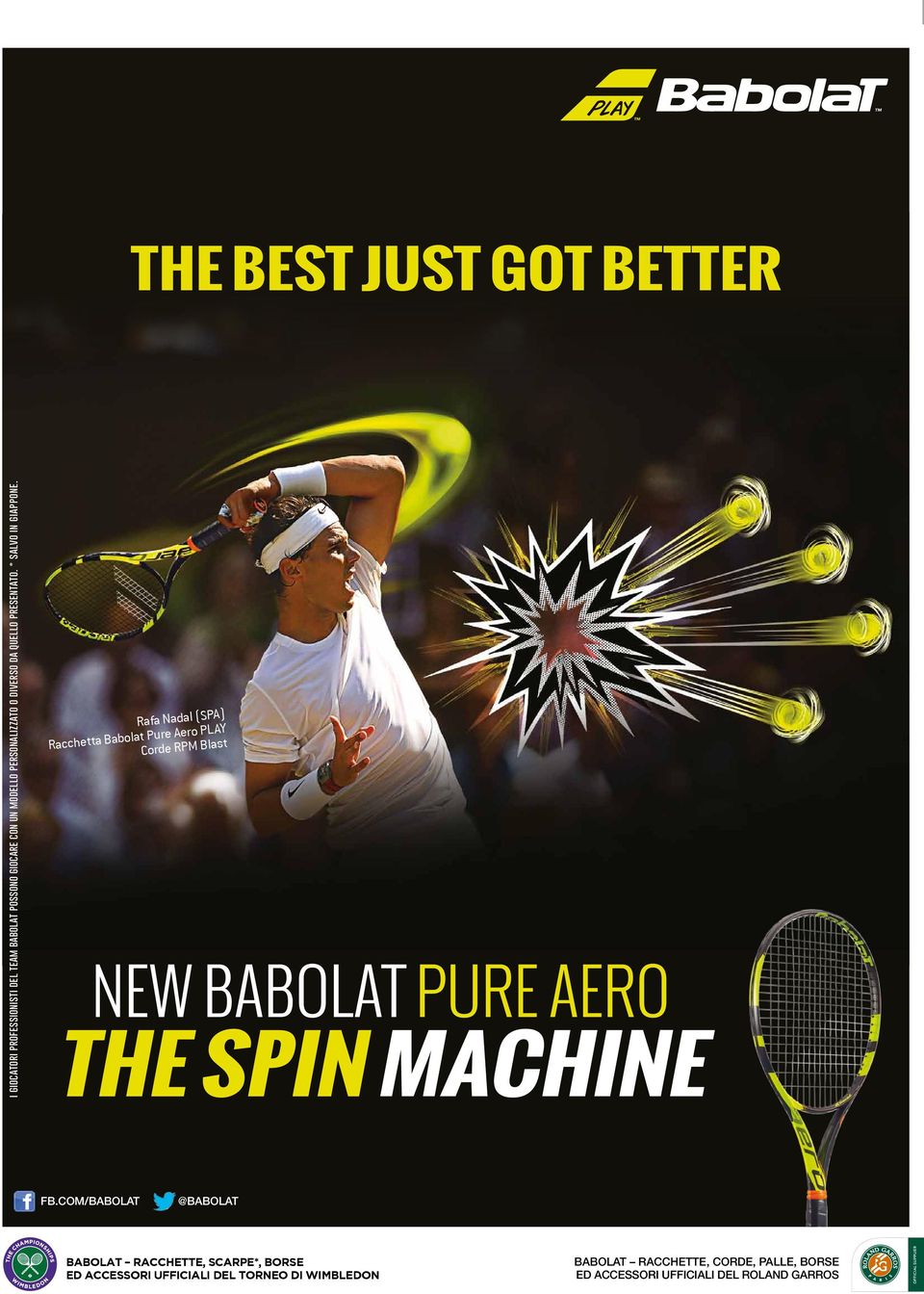 Rafa Nadal (SPA) Racchetta Babolat Pure Aero PLAY Corde RPM Blast Rafa Nadal (SPA) Babolat PLAY Aeropro Drive racket