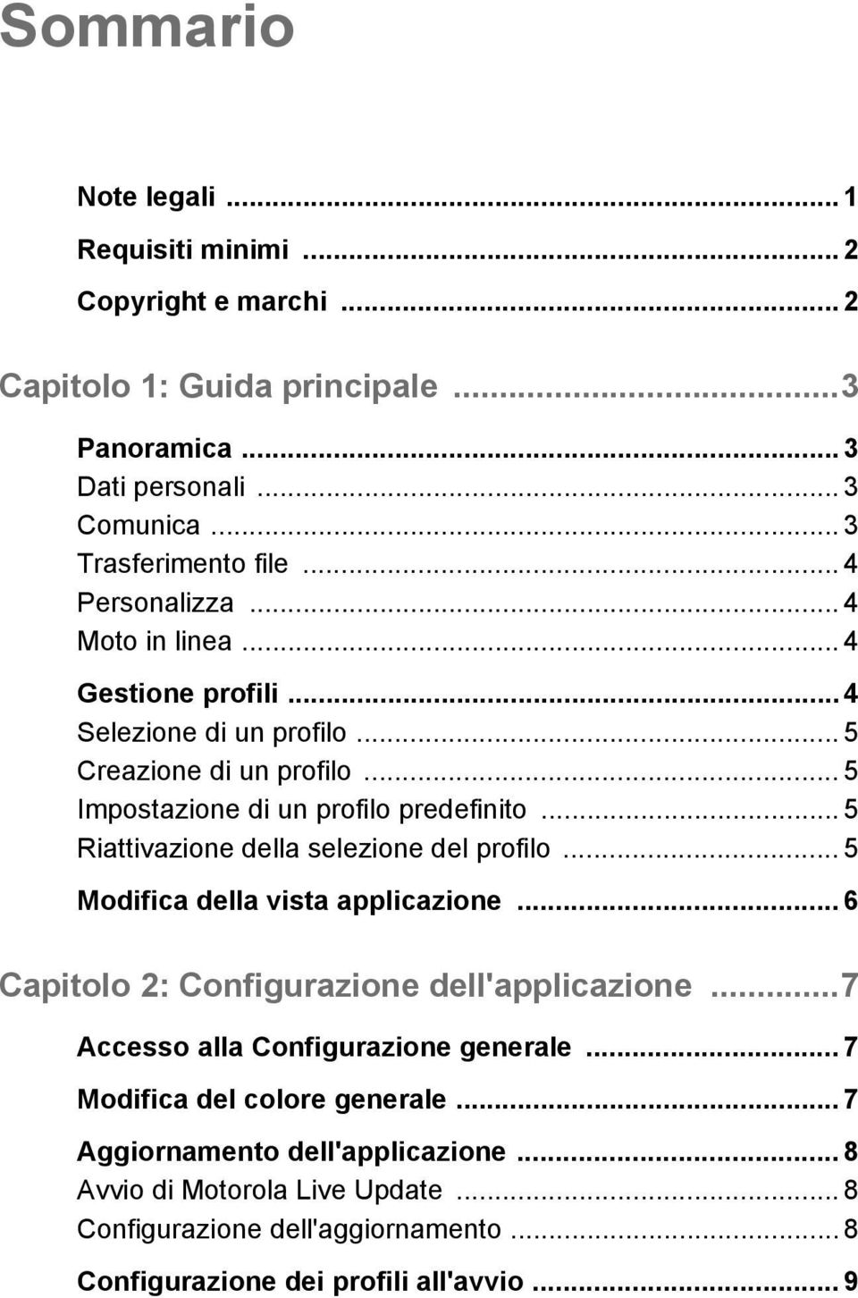 .. 5 Riattivazione della selezione del profilo... 5 Modifica della vista applicazione... 6 Capitolo 2: Configurazione dell'applicazione...7 Accesso alla Configurazione generale.