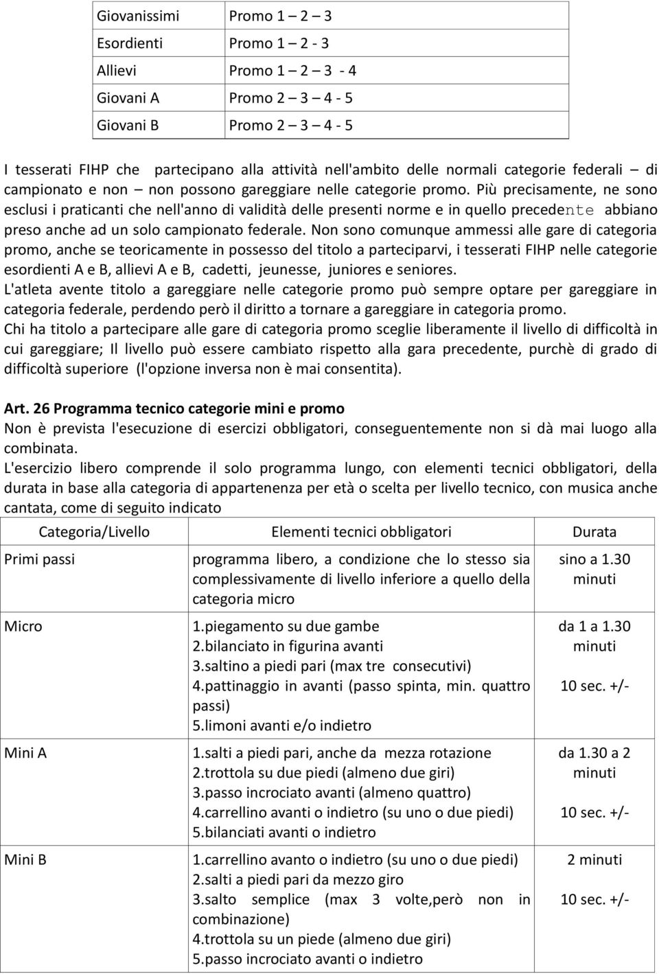 Più precisamente, ne sono esclusi i praticanti che nell'anno di validità delle presenti norme e in quello precedente abbiano preso anche ad un solo campionato federale.