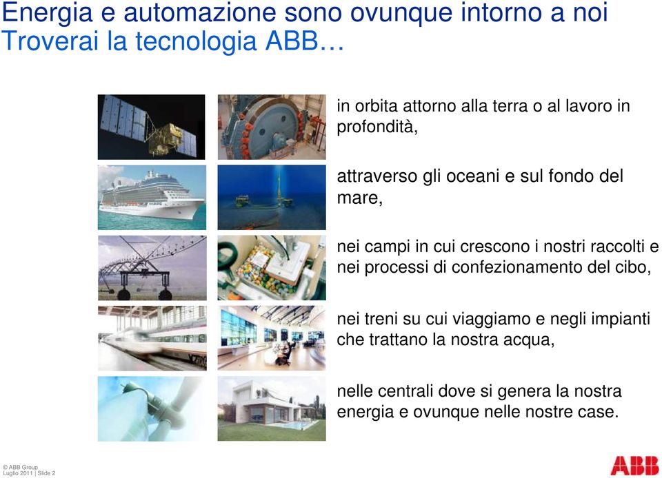 raccolti e nei processi di confezionamento del cibo, nei treni su cui viaggiamo e negli impianti che