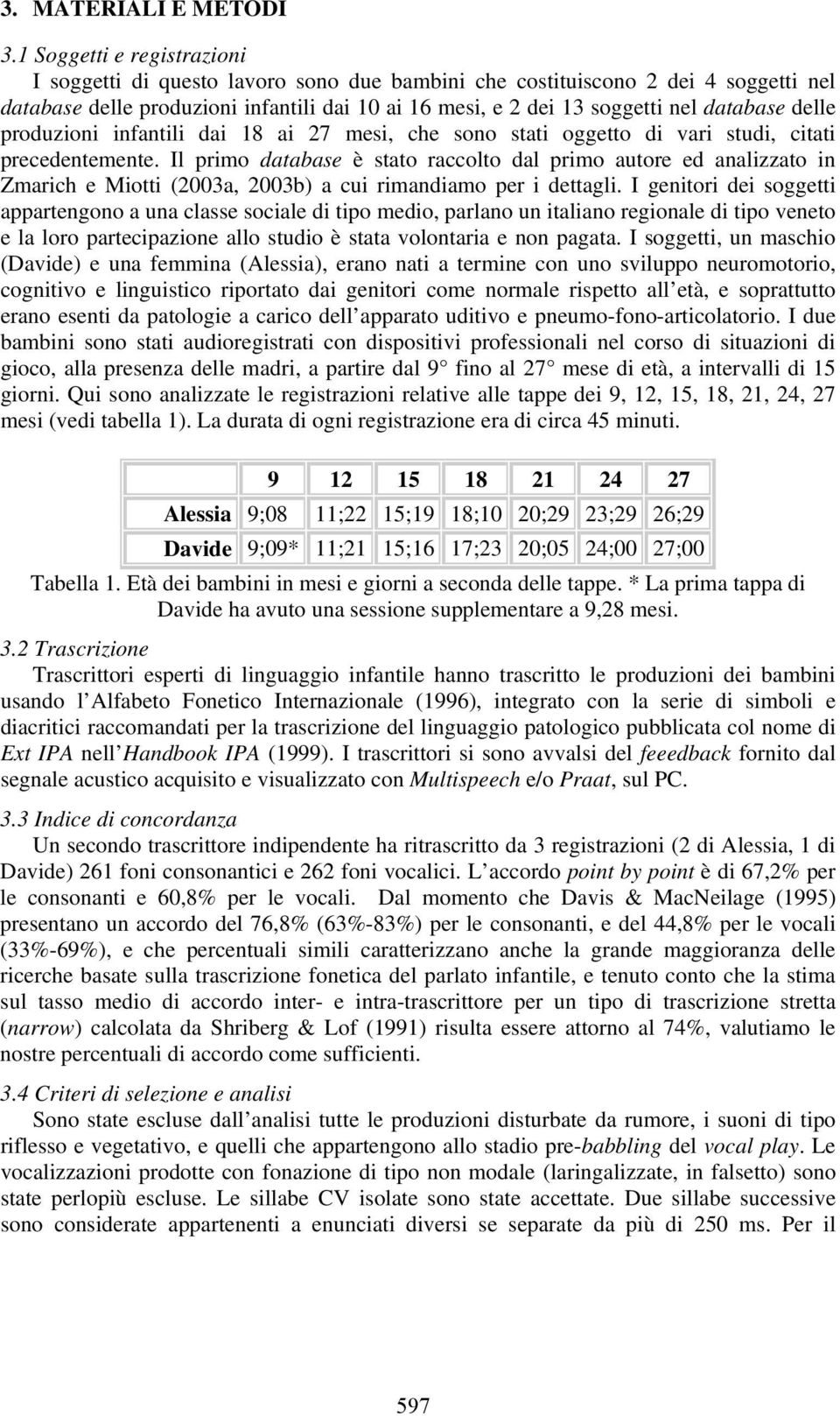 delle produzioni infantili dai 18 ai 27 mesi, che sono stati oggetto di vari studi, citati precedentemente.