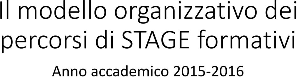 percorsi di STAGE