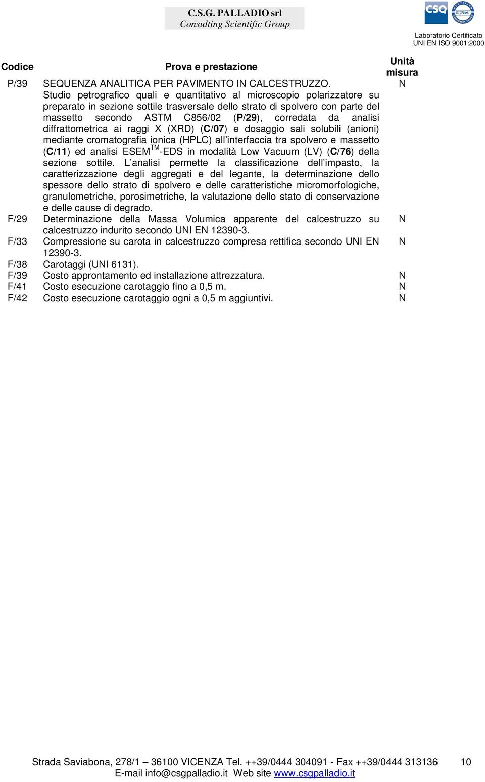 corredata da analisi diffrattometrica ai raggi X (XRD) (C/07) e dosaggio sali solubili (anioni) mediante cromatografia ionica (HPLC) all interfaccia tra spolvero e massetto (C/11) ed analisi ESEM TM