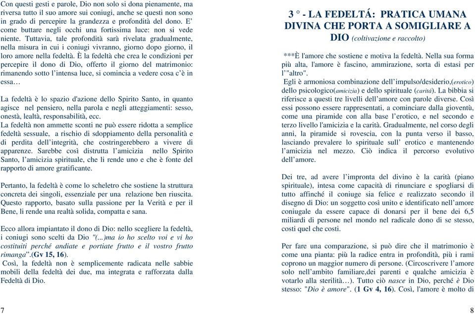 Tuttavia, tale profondità sarà rivelata gradualmente, nella misura in cui i coniugi vivranno, giorno dopo giorno, il loro amore nella fedeltà.