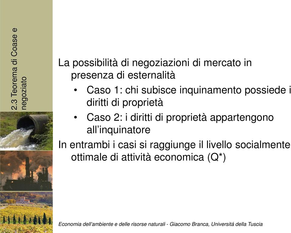 2: i diritti di proprietà appartengono all inquinatore In entrambi i