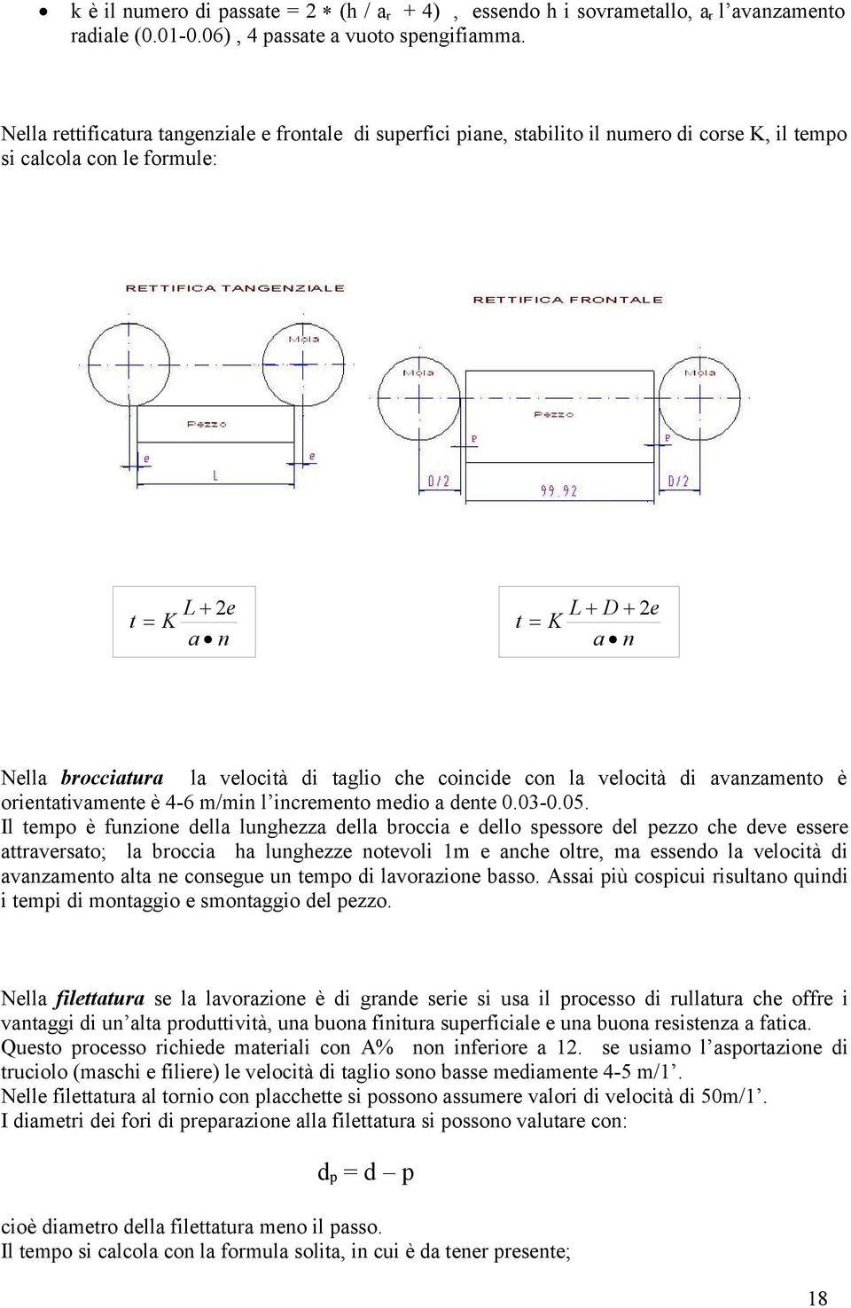 che coincide con la velocità di avanzamento è orientativamente è 4-6 m/min l incremento medio a dente 0.03-0.05.