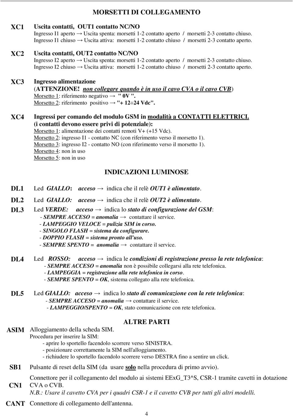 Uscita contatti, OUT2 contatto NC/NO Ingresso I2 aperto Uscita spenta: morsetti 1-2 contatto aperto / morsetti 2-3 contatto chiuso.