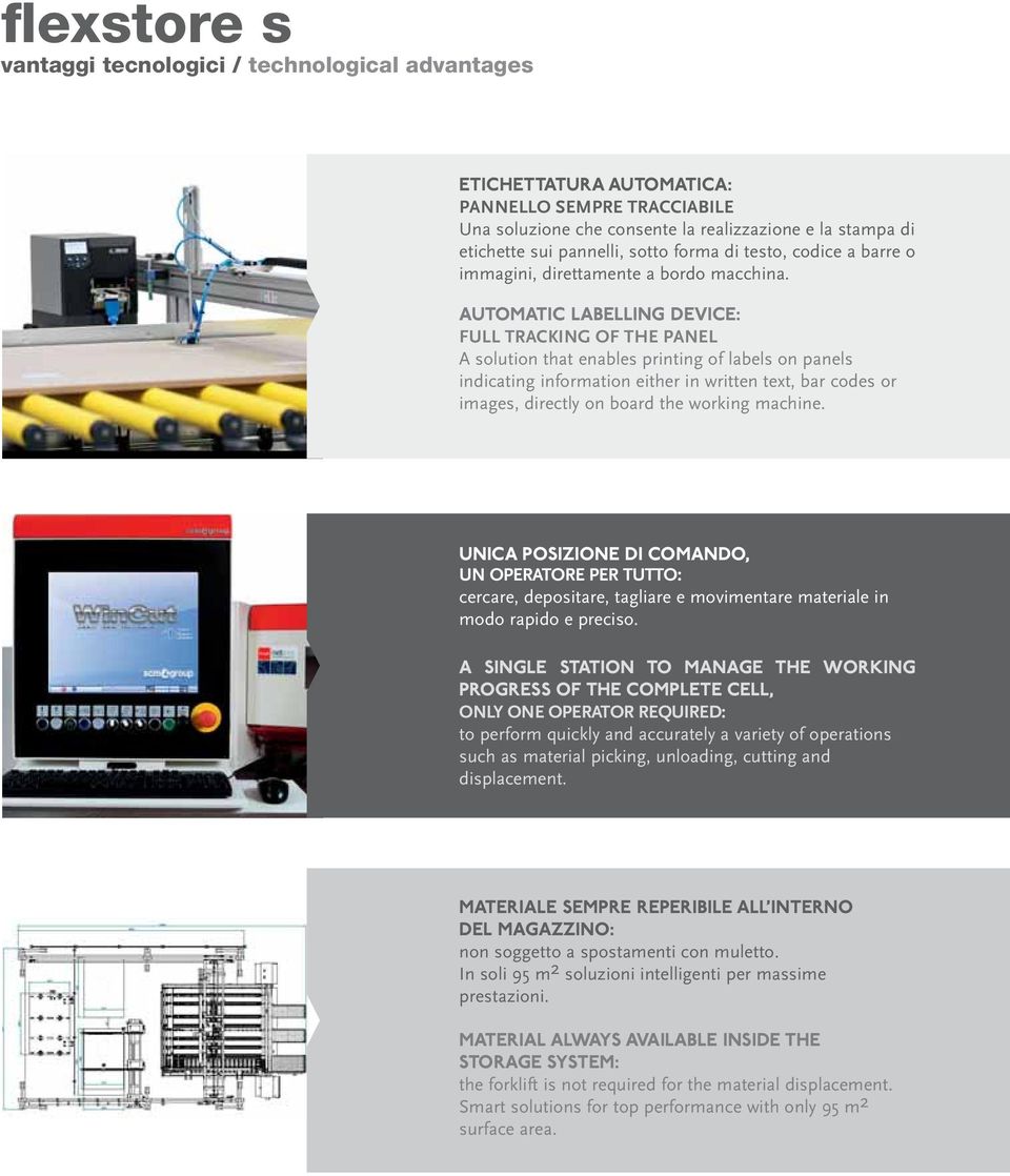 AUTOMATIC LABELLING DEVICE: FULL TRACKING OF THE PANEL A solution that enables printing of labels on panels indicating information either in written text, bar codes or images, directly on board the