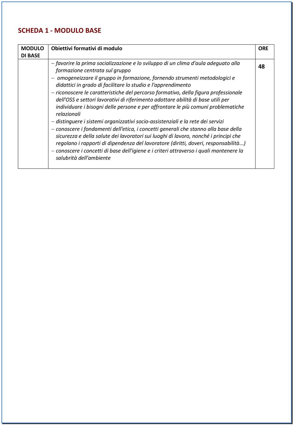 dell'oss e settori lavorativi di riferimento adottare abilità di base utili per individuare i bisogni delle persone e per affrontare le più comuni problematiche relazionali distinguere i sistemi