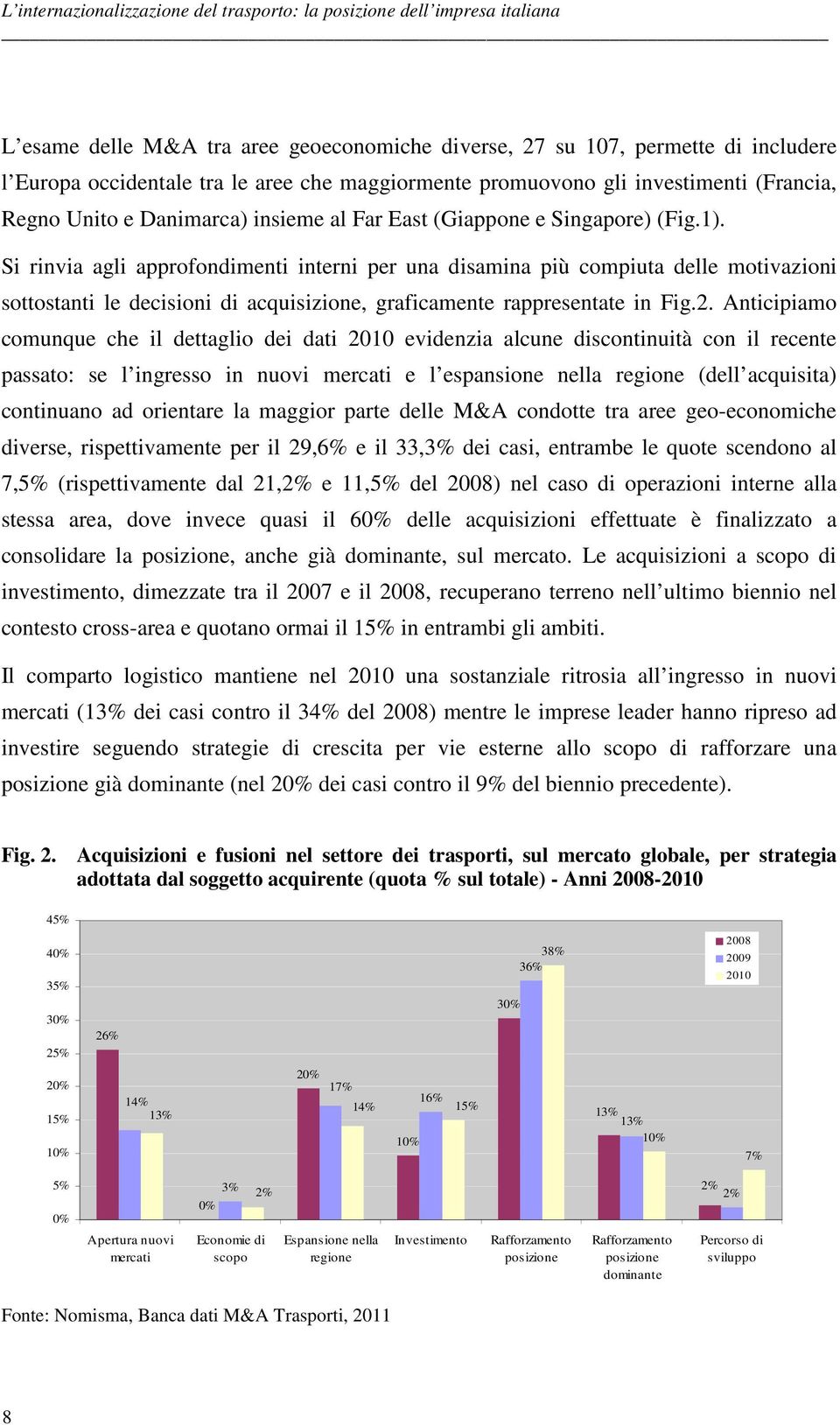 Si rinvia agli approfondimenti interni per una disamina più compiuta delle motivazioni sottostanti le decisioni di acquisizione, graficamente rappresentate in Fig.2.