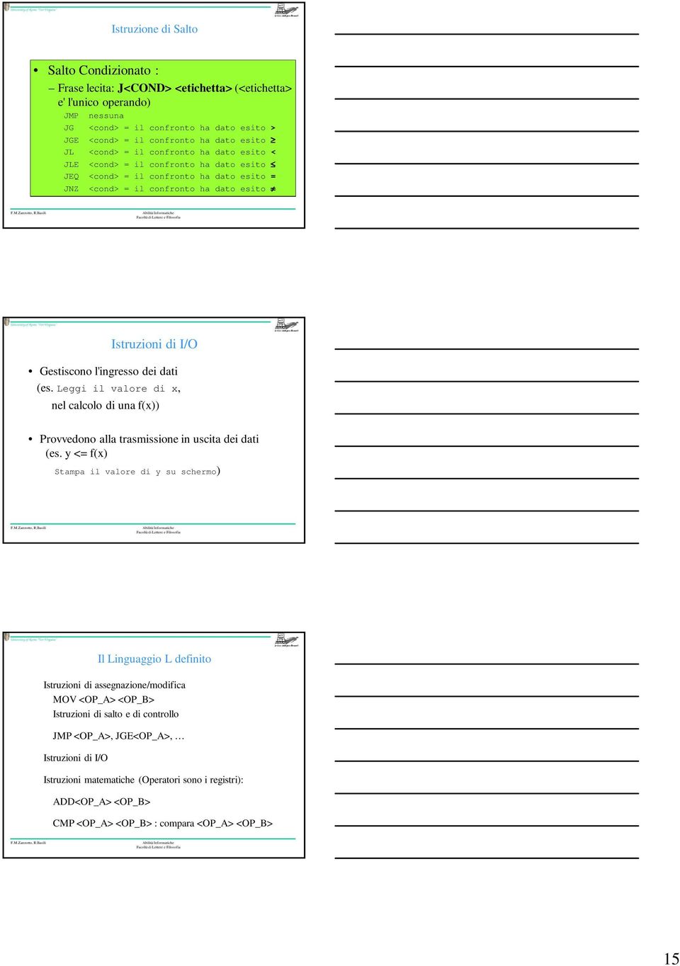 l'ingresso dei dati (es. Leggi il valore di x, nel calcolo di una f(x)) Provvedono alla trasmissione in uscita dei dati (es.