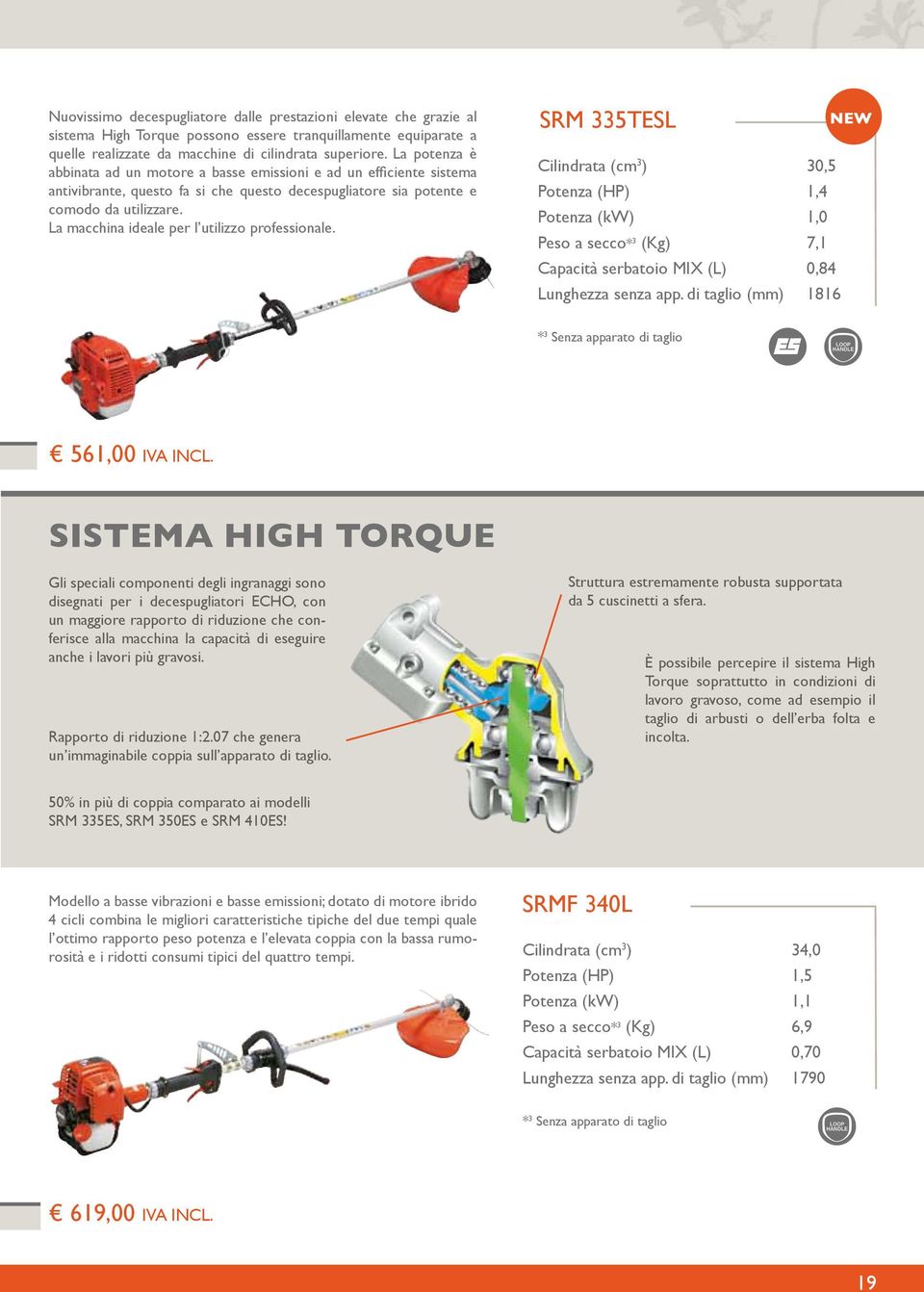 La macchina ideale per l utilizzo professionale. SRM 335TESL Cilindrata (cm 3 ) 30,5 Potenza (HP) 1,4 Potenza (kw) 1,0 Peso a secco* 3 (Kg) 7,1 Capacità serbatoio MIX (L) 0,84 Lunghezza senza app.