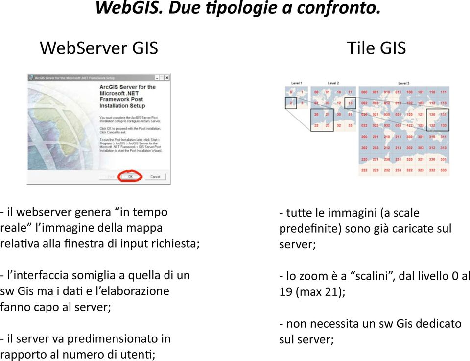 richiesta; - l interfaccia somiglia a quella di un sw Gis ma i dam e l elaborazione fanno capo al server; - il server va