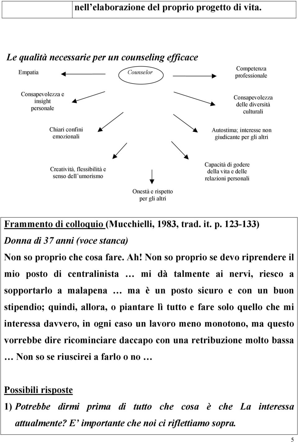 Autostima; interesse non giudicante per gli altri Creatività, flessibilità e senso dell umorismo Capacità di godere della vita e delle relazioni personali Onestà e rispetto per gli altri Frammento di