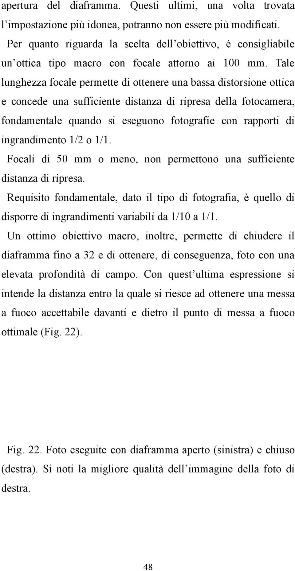 Tale lunghezza focale permette di ottenere una bassa distorsione ottica e concede una sufficiente distanza di ripresa della fotocamera, fondamentale quando si eseguono fotografie con rapporti di