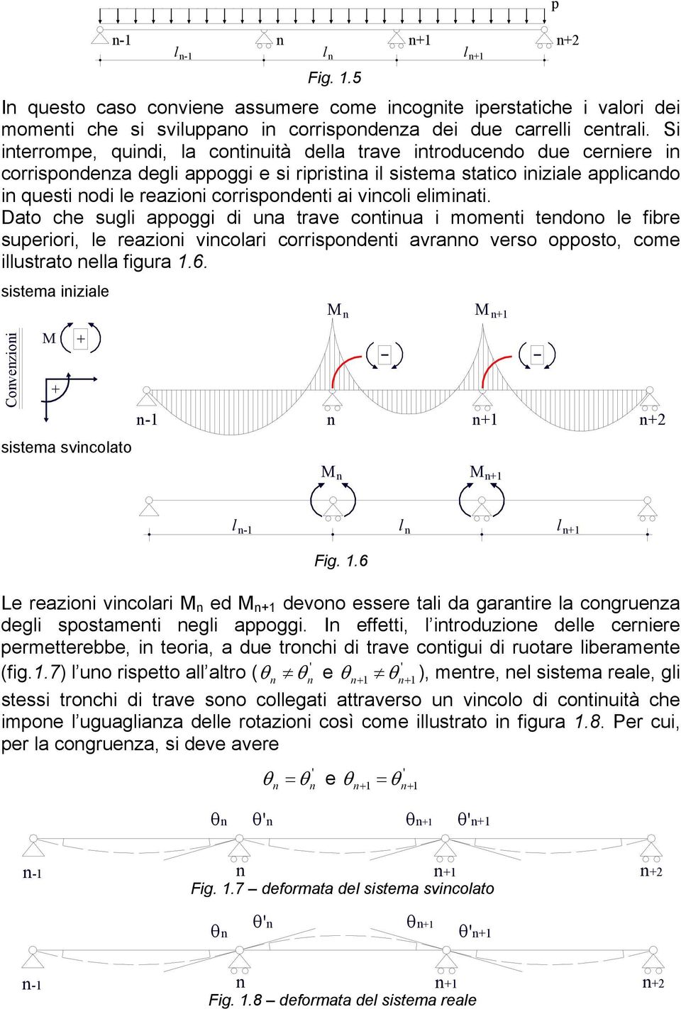 Dato che sugi aoggi i ua trave cotiua i mometi teoo e fibre sueriori, e reazioi vicoari corrisoeti avrao verso oosto, come iustrato ea figura.6. sistema iiziae ovezioi sistema svicoato 2 Fig.