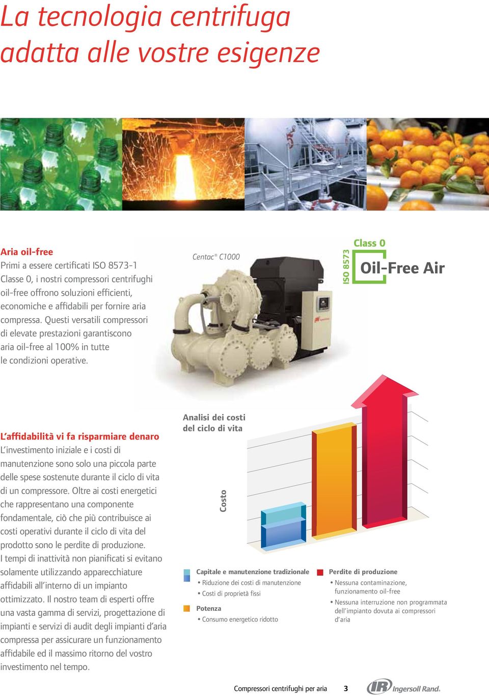 Centac C1000 L affidabilità vi fa risparmiare denaro L investimento iniziale e i costi di manutenzione sono solo una piccola parte delle spese sostenute durante il ciclo di vita di un compressore.