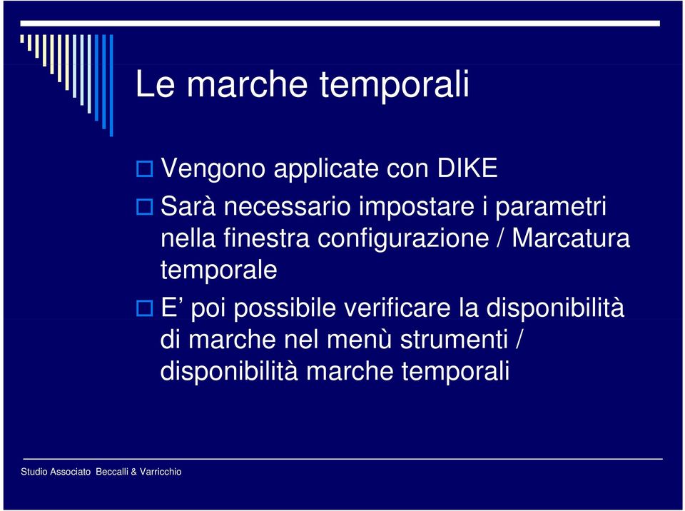 configurazione / Marcatura temporale E poi possibile