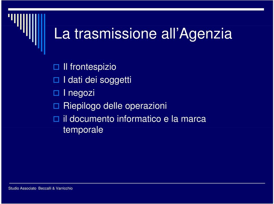 negozi Riepilogo delle operazioni il