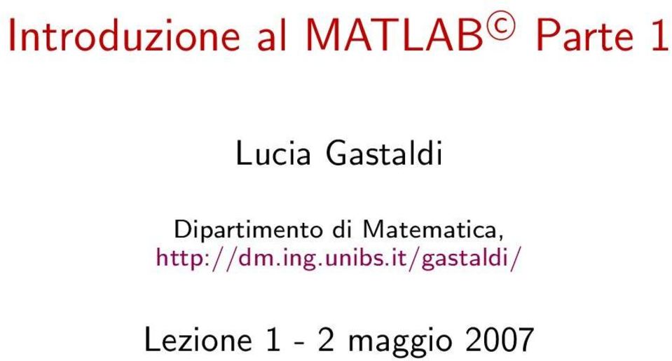 Matematica, http://dm.ing.unibs.