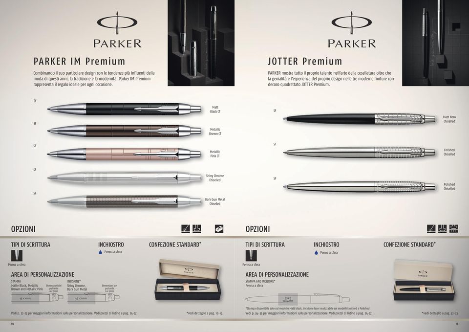 PARKER mostra tutto il proprio talento nell arte della cesellatura oltre che la genialità e l esperienza del proprio design nelle tre moderne finiture con decoro quadrettato JOTTER Premium.