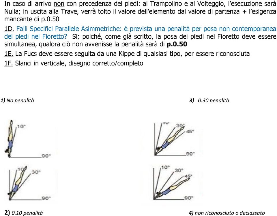 Si; poiché, come già scritto, la posa dei piedi nel Fioretto deve essere simultanea, qualora ciò non avvenisse la penalità sarà di p.0.50 1E.