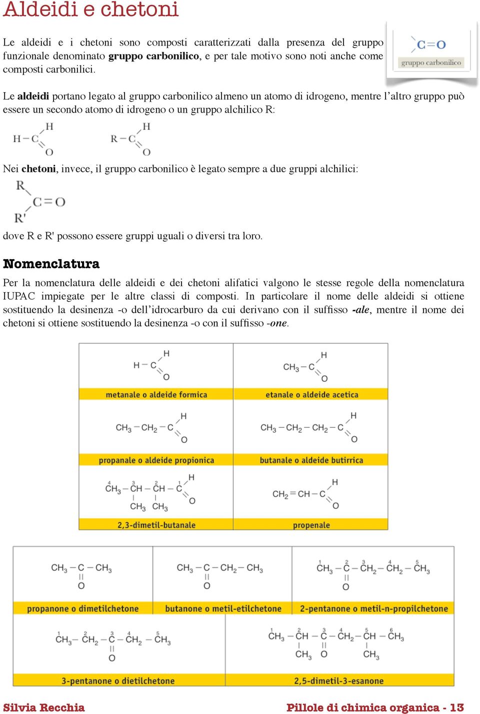 carbonilico è legato sempre a due gruppi alchilici: dove R e R' possono essere gruppi uguali o diversi tra loro.