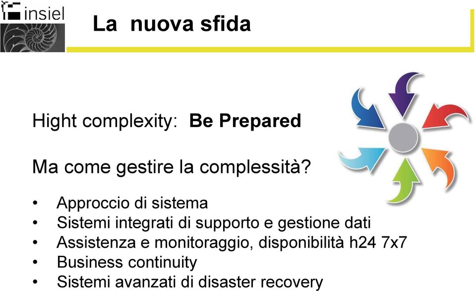 Approccio di sistema Sistemi integrati di supporto e gestione