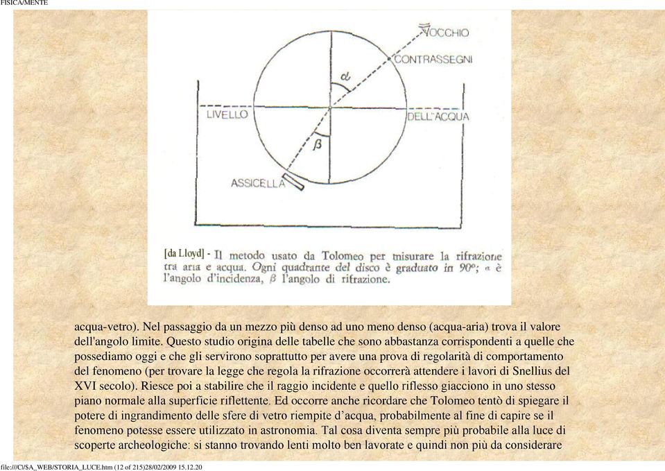 (per trovare la legge che regola la rifrazione occorrerà attendere i lavori di Snellius del XVI secolo).