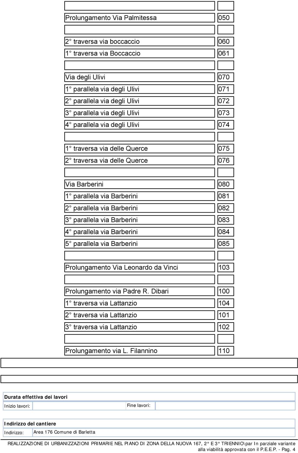 Barberini 083 4 parallela via Barberini 084 5 parallela via Barberini 085 Prolungamento Via Leonardo da Vinci 103 Prolungamento via Padre R.
