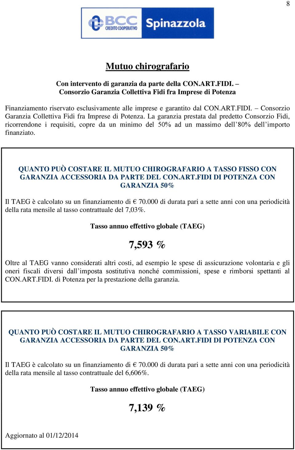 La garanzia prestata dal predetto Consorzio Fidi, ricorrendone i requisiti, copre da un minimo del 50% ad un massimo dell 80% dell importo finanziato.