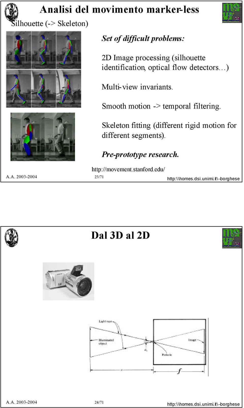 invariants. Smooth motion -> temporal filtering.