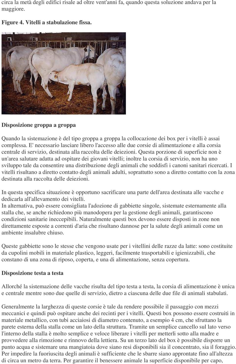 E' necessario lasciare libero l'accesso alle due corsie di alimentazione e alla corsia centrale di servizio, destinata alla raccolta delle deiezioni.