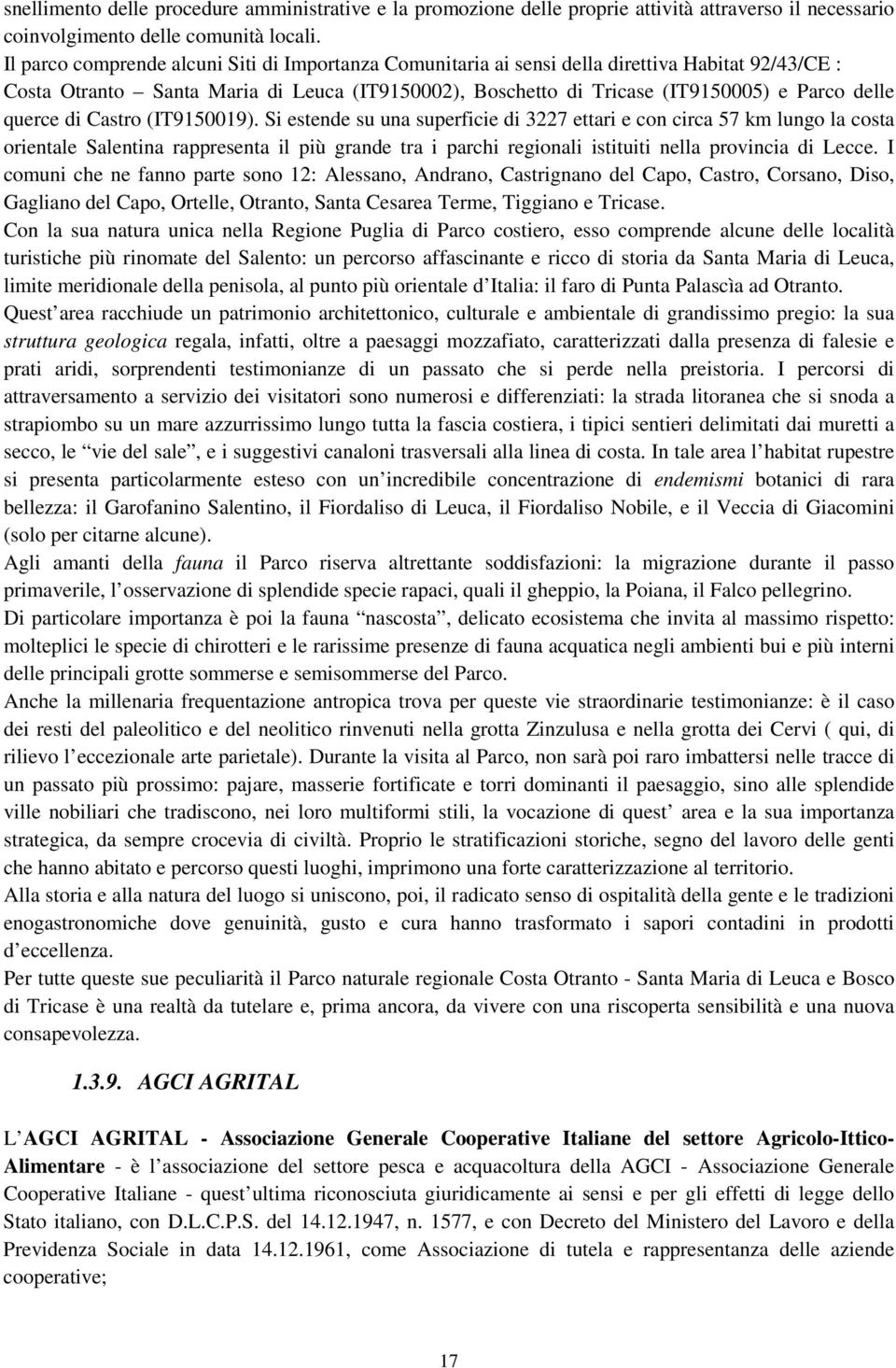 querce di Castro (IT9150019).