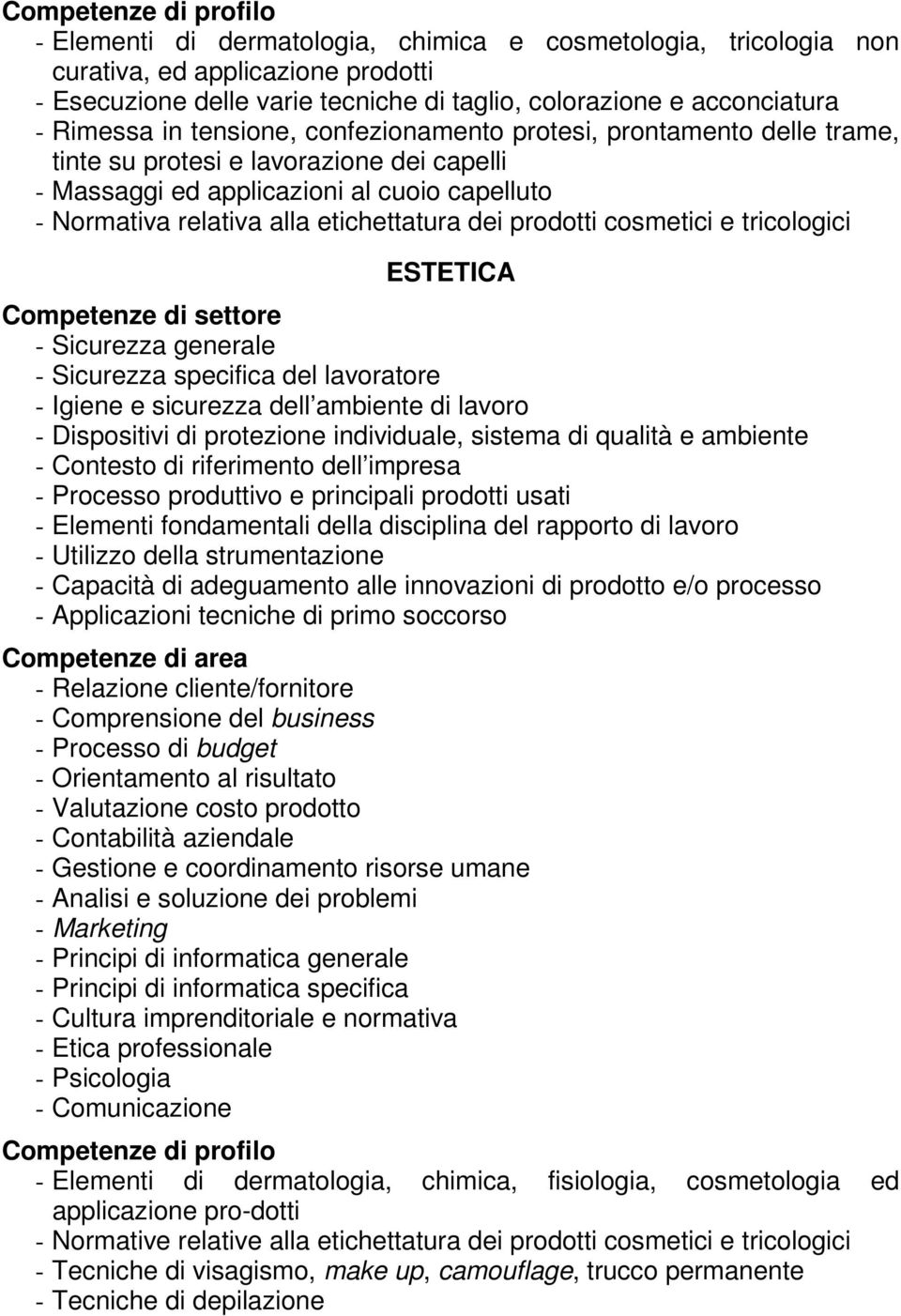 capelluto - Normativa relativa alla etichettatura dei prodotti cosmetici e tricologici ESTETICA - Elementi di dermatologia, chimica, fisiologia, cosmetologia ed