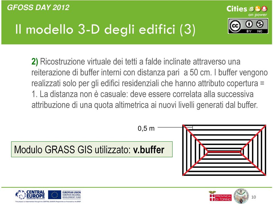 I buffer vengono realizzati solo per gli edifici residenziali che hanno attributo copertura = 1.