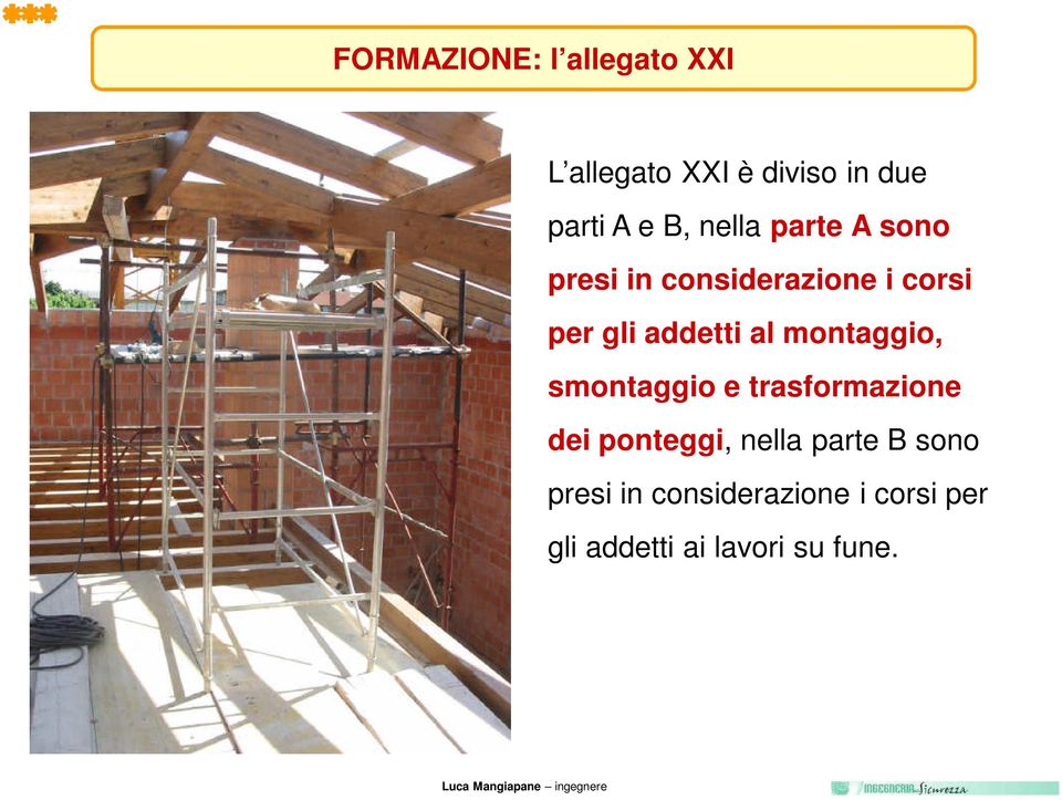 al montaggio, smontaggio e trasformazione dei ponteggi, nella parte B