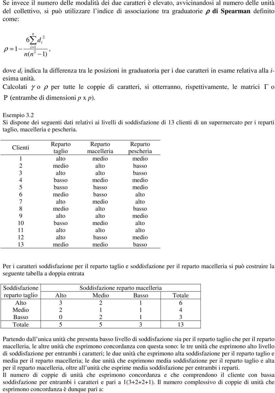 Eempio 3. Si dipone dei eguenti dti eltii i lielli di oddifzione di 3 clienti di un upemecto pe i epti tglio, mcellei e pechei.