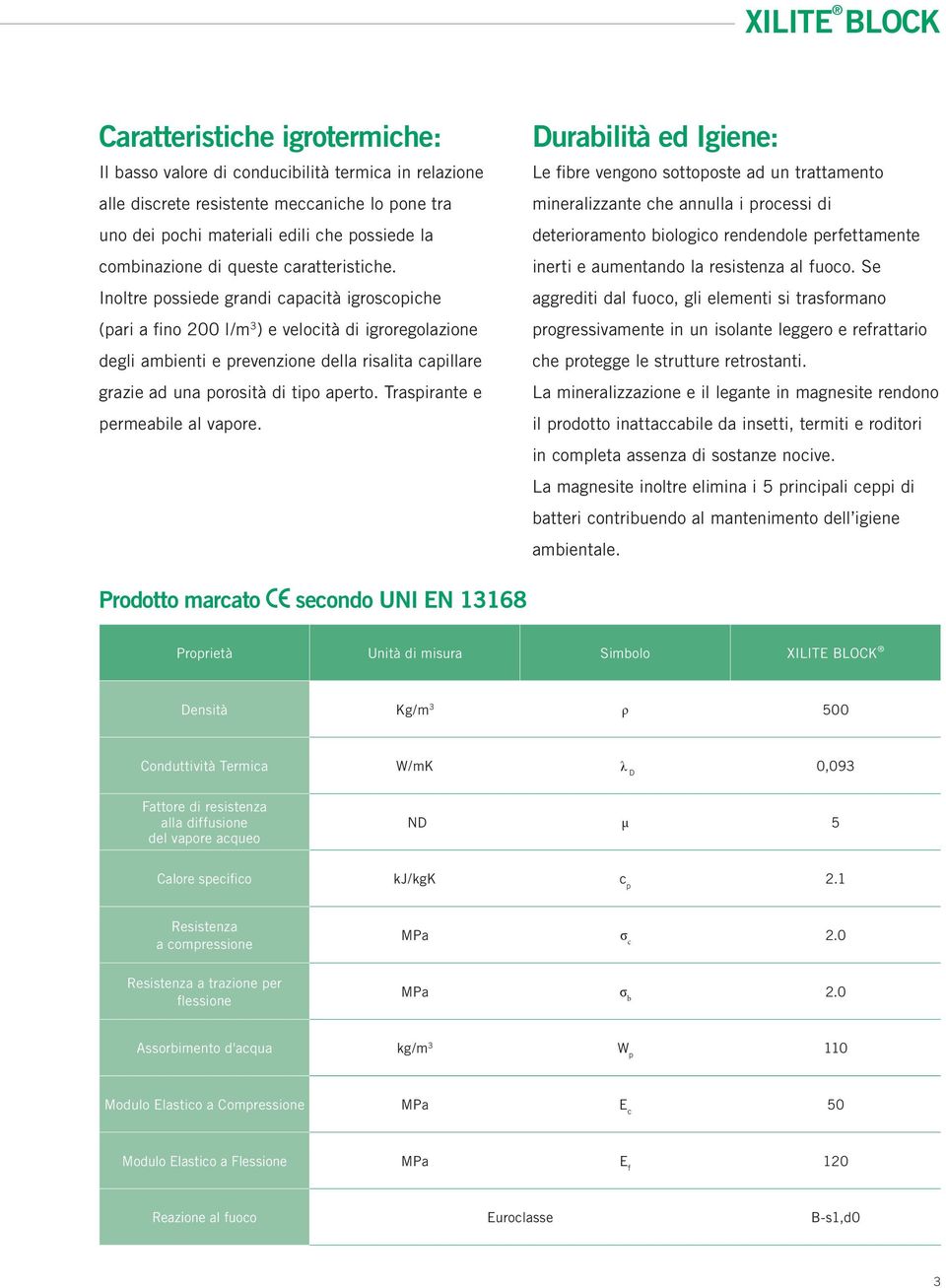 Inoltre possiede grandi capacità igroscopiche (pari a fino 200 l/m 3 ) e velocità di igroregolazione degli ambienti e prevenzione della risalita capillare grazie ad una porosità di tipo aperto.