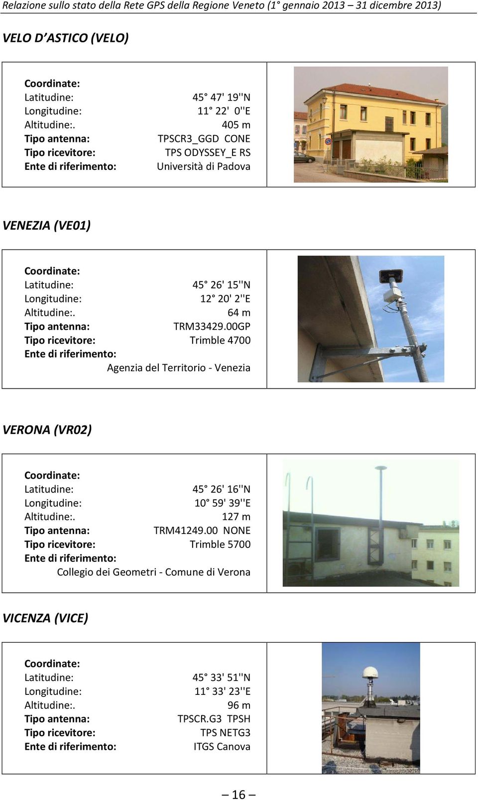 Longitudine: 12 20' 2''E Altitudine:. 64 m Tipo antenna: TRM33429.