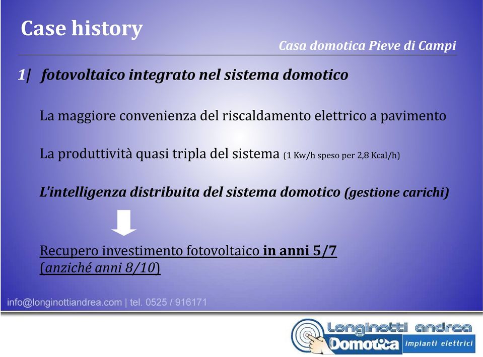 (1 Kw/h speso per 2,8 Kcal/h) L'intelligenza distribuita del sistema domotico