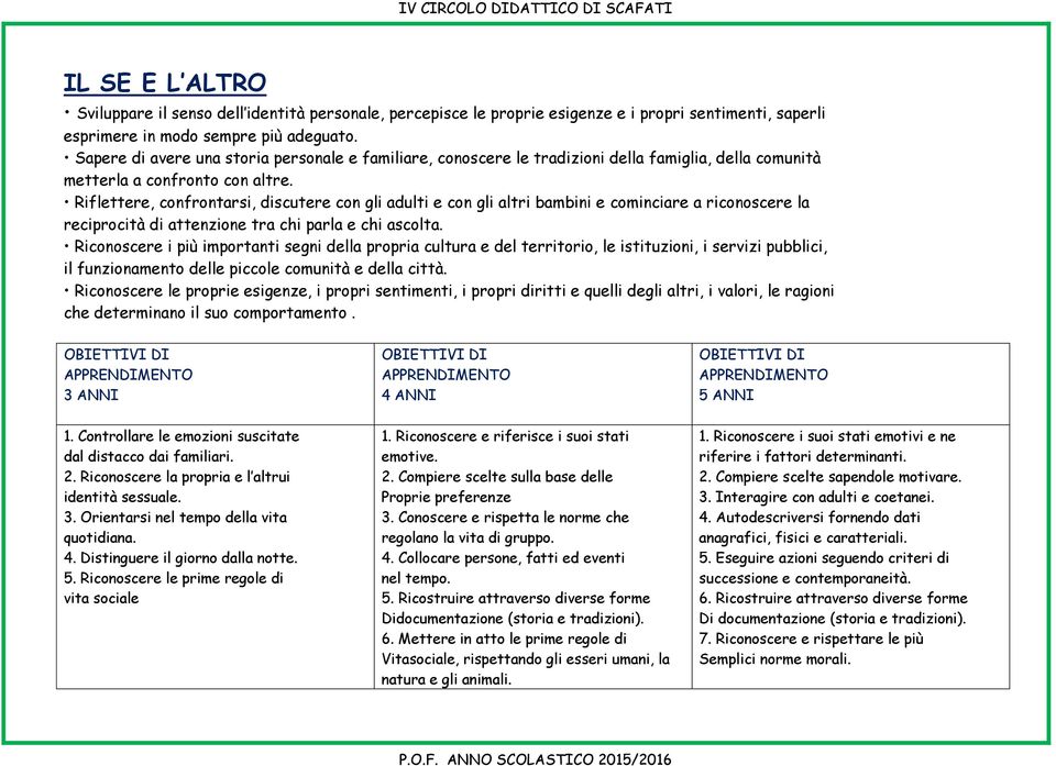 Riflettere, confrontarsi, discutere con gli adulti e con gli altri bambini e cominciare a riconoscere la reciprocità di attenzione tra chi parla e chi ascolta.