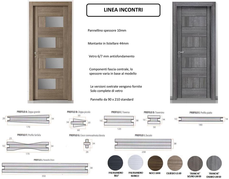 lo spessore varia in base al modello Le versioni svetrate