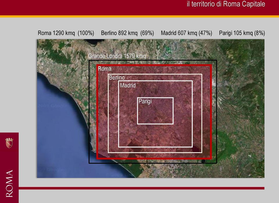 607 kmq (47%) Parigi 105 kmq (8%) Grande