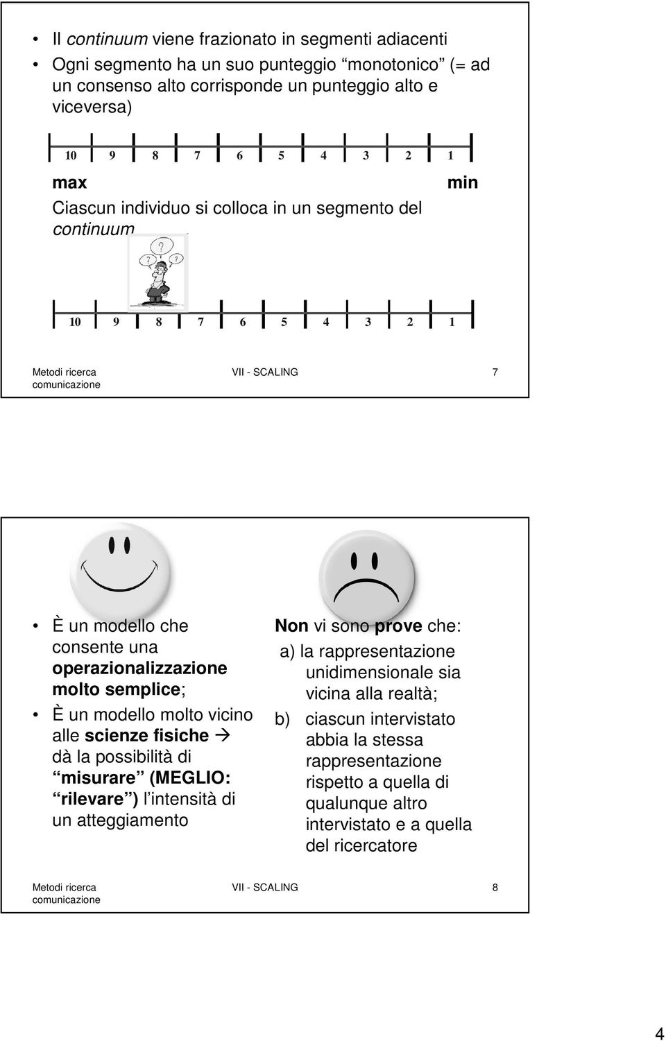 modello molto vicino alle scienze fisiche dà la possibilità di misurare (MEGLIO: rilevare ) l intensità di un atteggiamento Non vi sono prove che: a) la rappresentazione