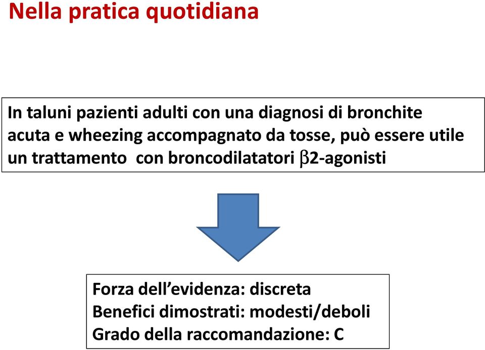 trattamento con broncodilatatori β2-agonisti Forza dell evidenza: